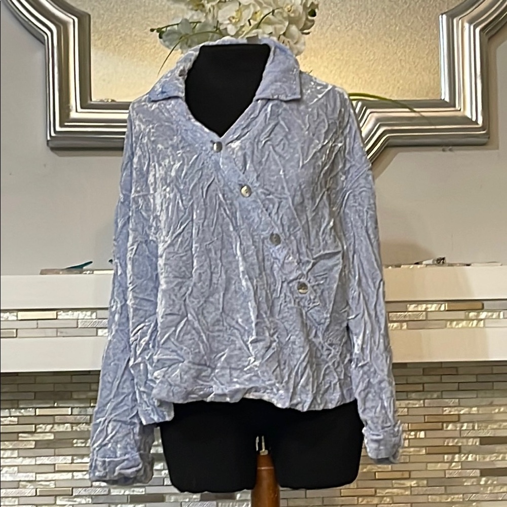 J Jill crushed wrinkled Velvet Button-Up Top size ML